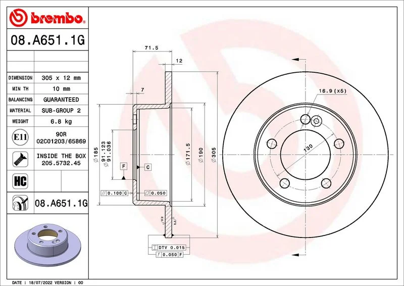 Brake Kit, disc brake BREMBO KT 10 037