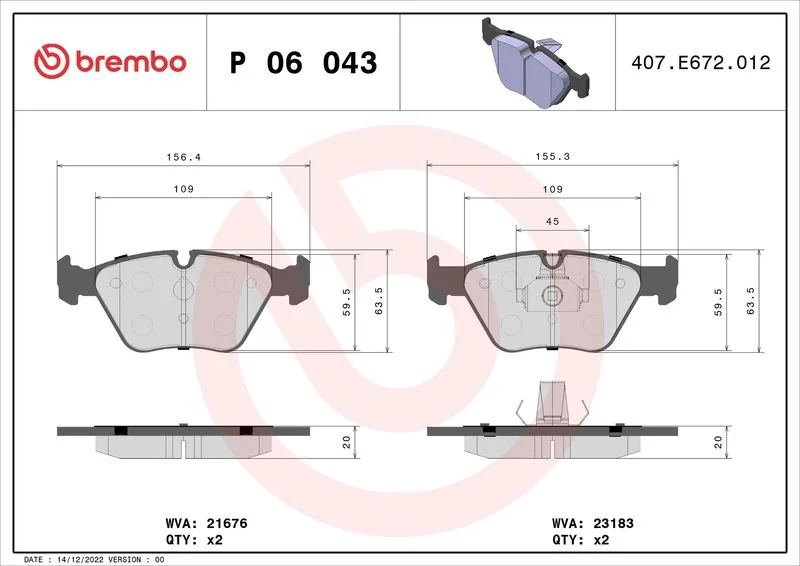 Sada brzdových platničiek, kotúčová brzda BREMBO P 06 043X