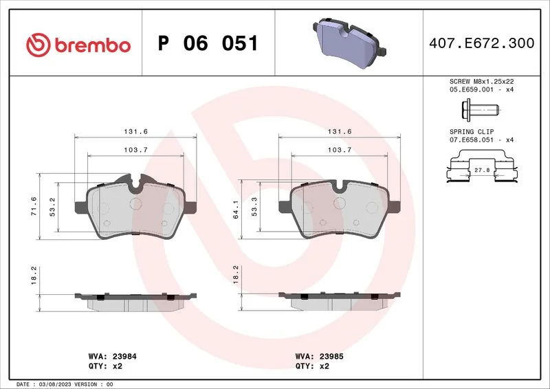 Sada brzdových platničiek, kotúčová brzda BREMBO P 06 051X