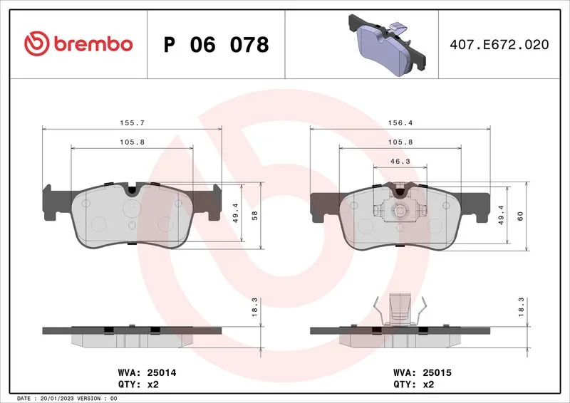 Sada brzdových platničiek, kotúčová brzda BREMBO P 06 078