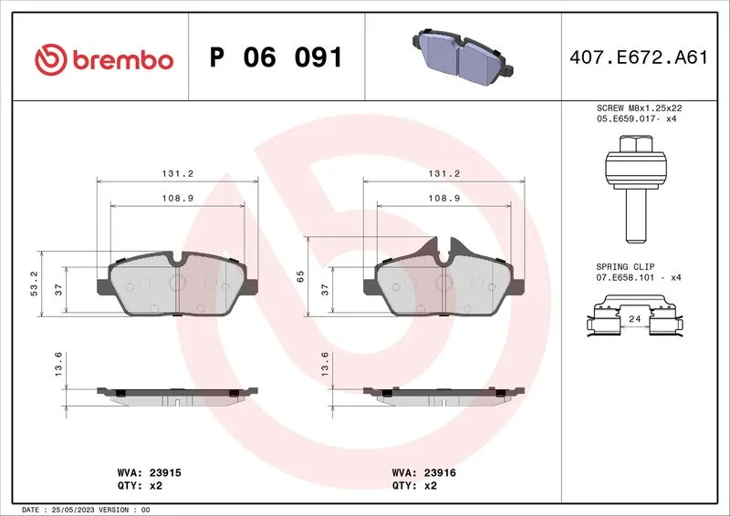 Sada brzdových platničiek, kotúčová brzda BREMBO P 06 091