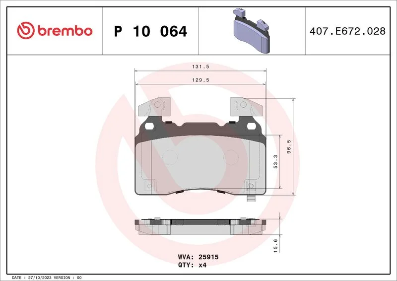 Sada brzdových platničiek, kotúčová brzda BREMBO P 10 064
