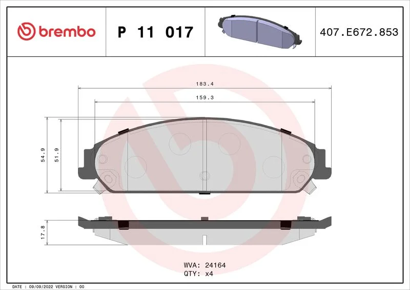 Sada brzdových platničiek, kotúčová brzda BREMBO P 11 017