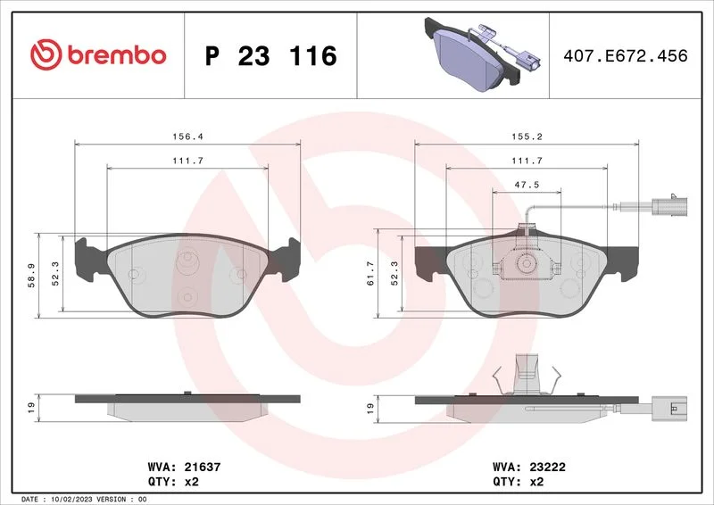 Sada brzdových platničiek, kotúčová brzda BREMBO P 23 116