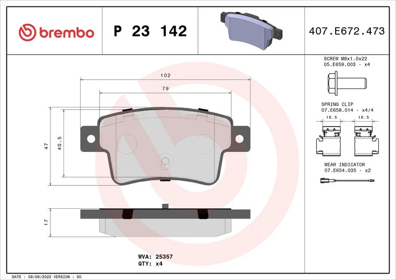 Sada brzdových platničiek, kotúčová brzda BREMBO P 23 142