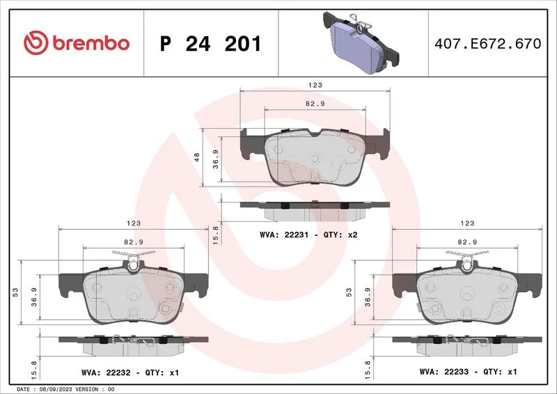 Sada brzdových platničiek, kotúčová brzda BREMBO P 24 201
