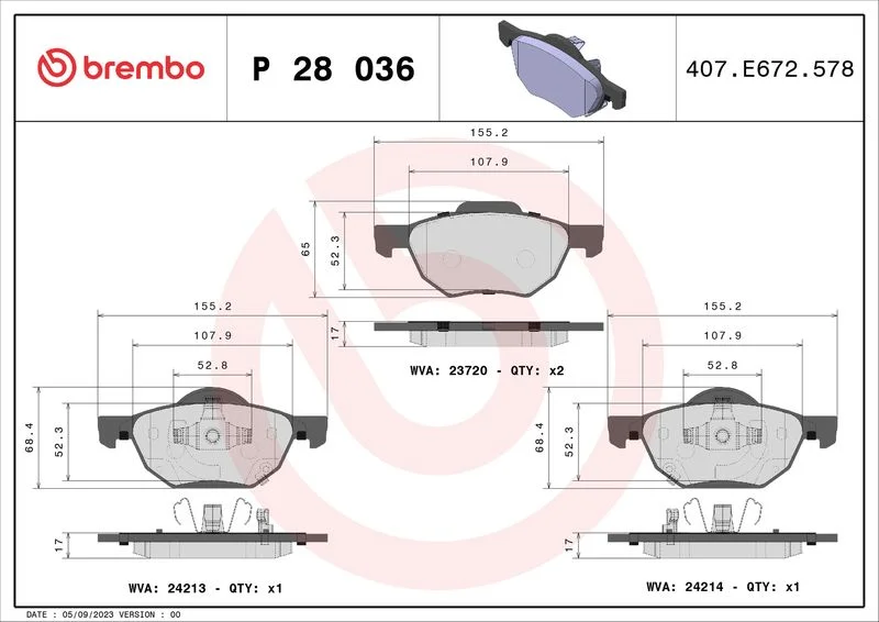 Sada brzdových platničiek, kotúčová brzda BREMBO P 28 036