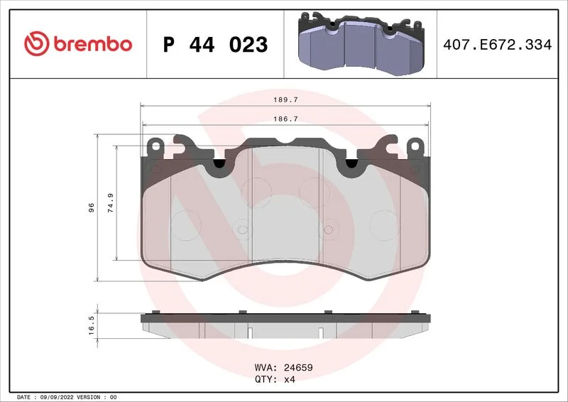 Sada brzdových platničiek, kotúčová brzda BREMBO P 44 023