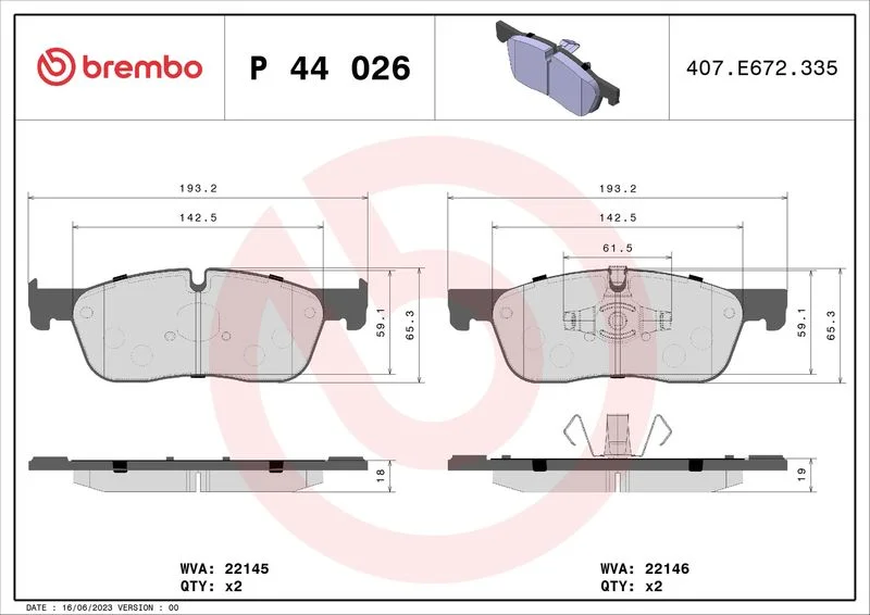 Sada brzdových platničiek, kotúčová brzda BREMBO P 44 026X