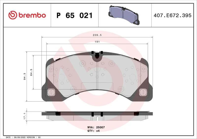 Sada brzdových platničiek, kotúčová brzda BREMBO P 65 021