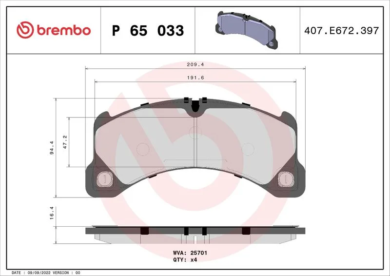 Sada brzdových platničiek, kotúčová brzda BREMBO P 65 033