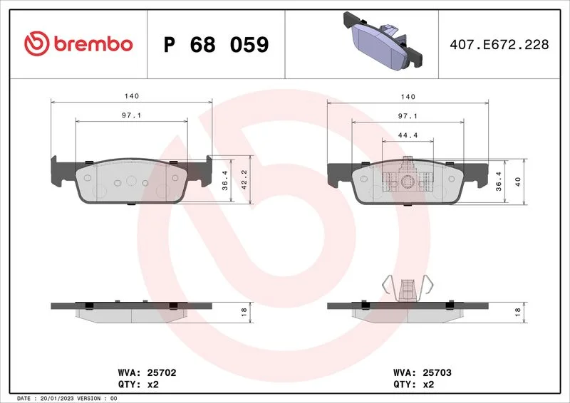 Sada brzdových platničiek, kotúčová brzda BREMBO P 68 059