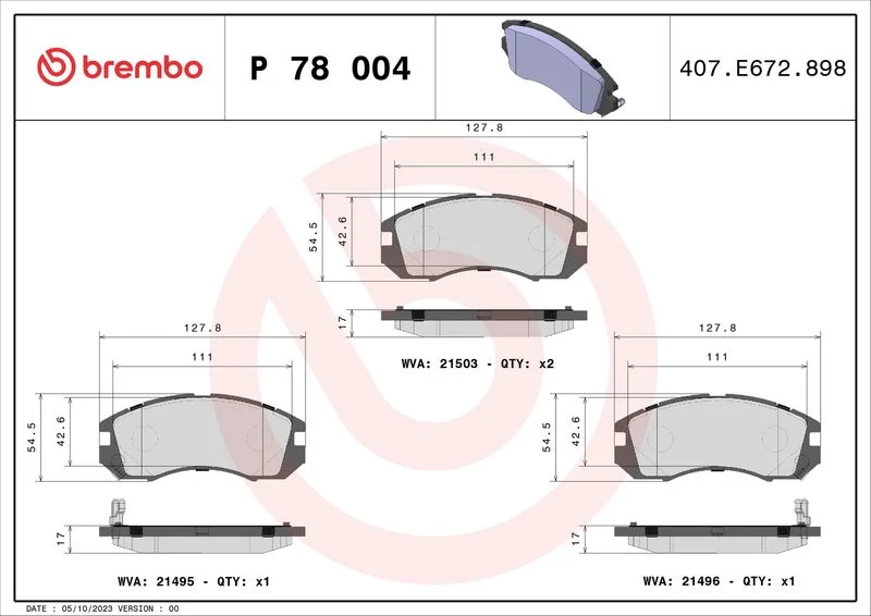 Sada brzdových platničiek, kotúčová brzda BREMBO P 78 004