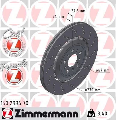 Stabdžių diskas ZIMMERMANN 150.2996.70