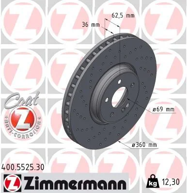 Stabdžių diskas ZIMMERMANN 400.5525.30