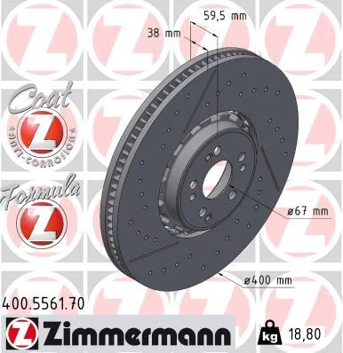 Stabdžių diskas ZIMMERMANN 400.5561.70