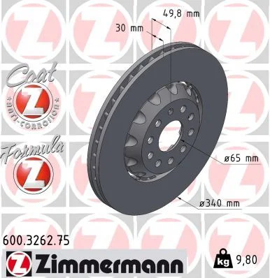 Stabdžių diskas zimmermann 600.3262.75