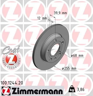 Brzdový kotúč ZIMMERMANN 100.1244.20