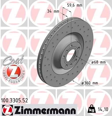 Brzdový kotúč ZIMMERMANN 100.3305.52
