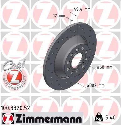 Brake Disc ZIMMERMANN 100.3320.52