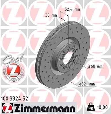 Brzdový kotúč ZIMMERMANN 100.3324.52