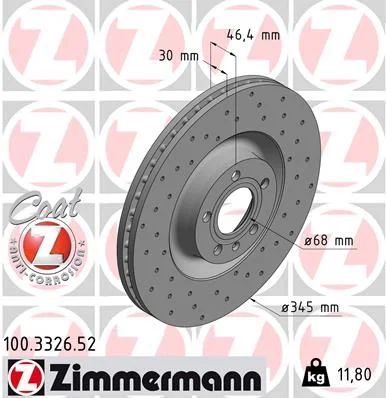 Brzdový kotúč ZIMMERMANN 100.3326.52