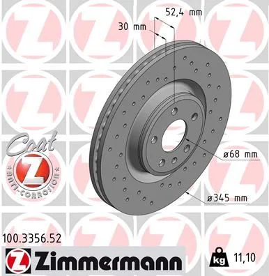 Stabdžių diskas ZIMMERMANN 100.3356.52
