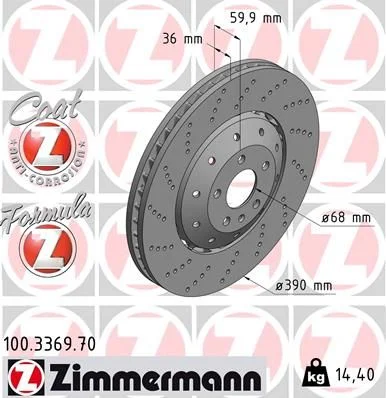 Stabdžių diskas ZIMMERMANN 100.3369.70