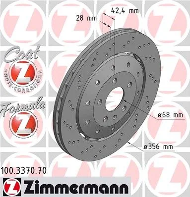 Stabdžių diskas ZIMMERMANN 100.3370.70