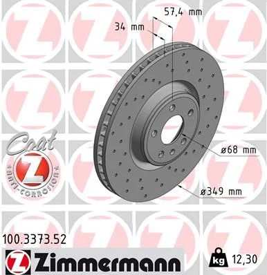 Brzdový kotúč ZIMMERMANN 100.3373.52