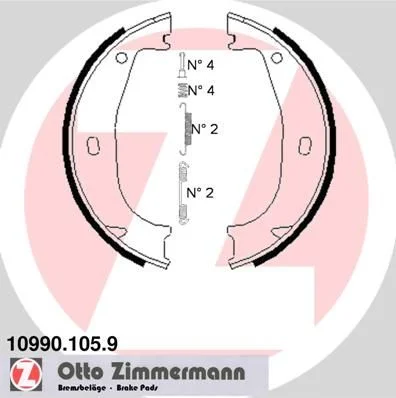 Sada brzdových čeľustí, parkovacia brzda ZIMMERMANN 10990.105.9
