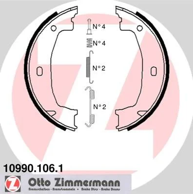 Sada brzdových čeľustí, parkovacia brzda ZIMMERMANN 10990.106.1