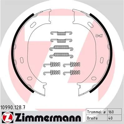 Sada brzdových čeľustí, parkovacia brzda ZIMMERMANN 10990.128.7