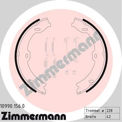 Sada brzdových čeľustí, parkovacia brzda ZIMMERMANN 10990.156.0
