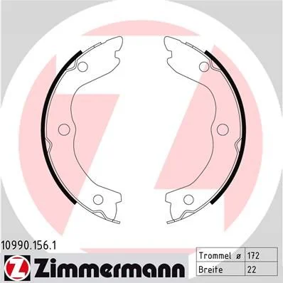 Sada brzdových čeľustí, parkovacia brzda ZIMMERMANN 10990.156.1
