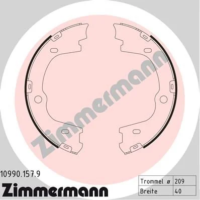 Sada brzdových čeľustí, parkovacia brzda ZIMMERMANN 10990.157.9