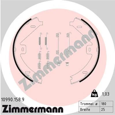 Sada brzdových čeľustí, parkovacia brzda ZIMMERMANN 10990.158.9