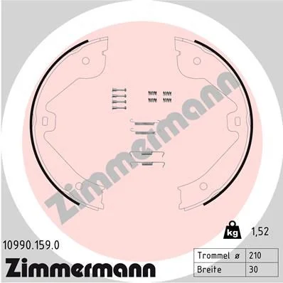 Sada brzdových čeľustí, parkovacia brzda ZIMMERMANN 10990.159.0