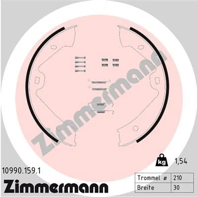 Sada brzdových čeľustí, parkovacia brzda ZIMMERMANN 10990.159.1