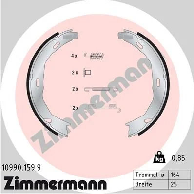 Sada brzdových čeľustí, parkovacia brzda ZIMMERMANN 10990.159.9