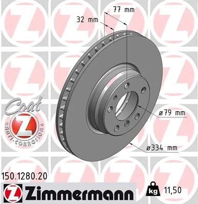 Brake Disc ZIMMERMANN 150.1280.20