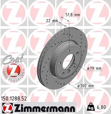 Brzdový kotúč ZIMMERMANN 150.1288.52