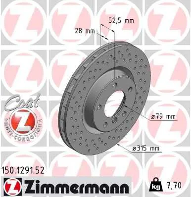 Brzdový kotúč ZIMMERMANN 150.1291.52