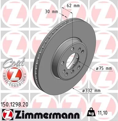 Stabdžių diskas ZIMMERMANN 150.1298.20