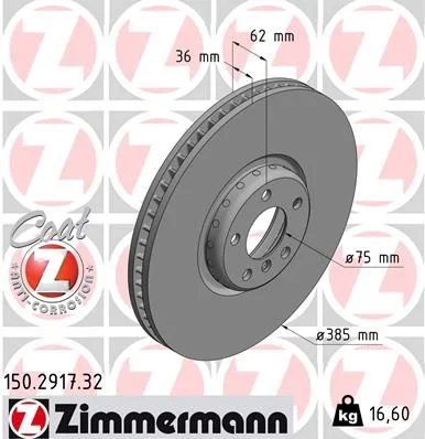 Stabdžių diskas ZIMMERMANN 150.2917.32