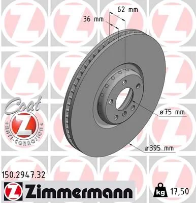 Stabdžių diskas ZIMMERMANN 150.2947.32