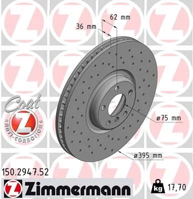 Stabdžių diskas ZIMMERMANN 150.2947.52