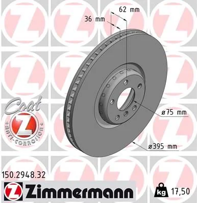 Stabdžių diskas ZIMMERMANN 150.2948.32