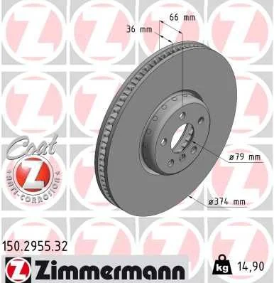 Stabdžių diskas ZIMMERMANN 150.2955.32