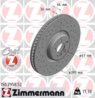 Stabdžių diskas ZIMMERMANN 150.2958.52